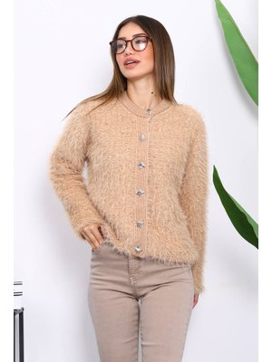 Vizon Düğmeli Simli Angora Yumoş Triko Hırka