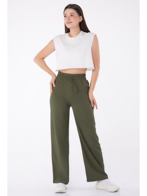 Haki Hakı Beli Lastikli Pantolon Haki Hakı Beli Lastikli Pantolon