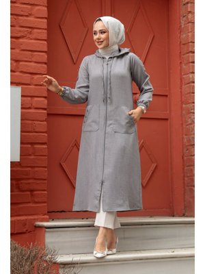 Kapüşonlu Gri Kap 511gr