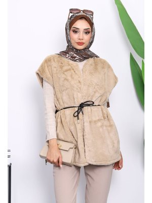 Vizon Cepli Peluş Kürk Yelek