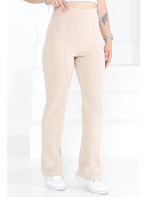 Bej İspanyol Paça Likralı Zara Krep Pantolon