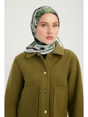 90x90 Cm Özgür Fırçalar Haki Vierra Desenli Viskon Eşarp