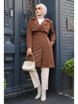 Kemerli Kahverengi Trençkot 61171kh