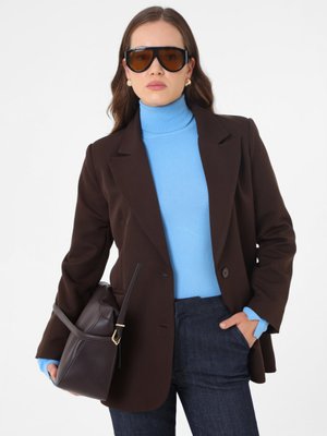 Aci Kahve Çift Düğmeli Astarlı Blazer Ceket