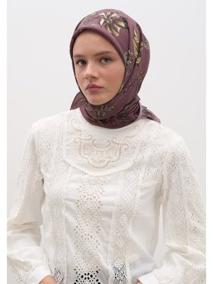 Gısele Desen Pamuklu Viskon Eşarp Gülkurusu