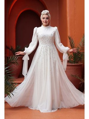 Boncuk İşlemeli Beyaz 5283b