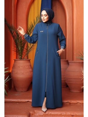 Fermuarlı İndigo Mavisi Ferace 26371ım