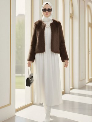 Kahve İçi Astarlı Kürklü Kaban