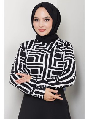 Beyaz Labirent Desenli Drapeli Body Beyaz Labirent Desenli Drapeli Body