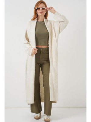 Ekru Uzun Oversize Triko Hırka Ekru Uzun Oversize Triko Hırka