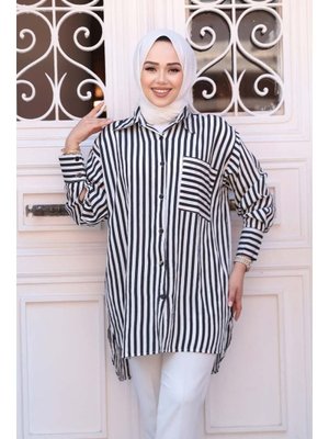 Çizgili Siyah Gömlek 10469s Çizgili Siyah Gömlek 10469s