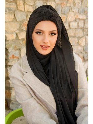 Siyah Kürklü Kelebek Bone Şal