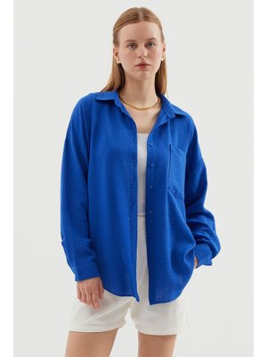 C.saks Tek Cepli Oversize Keten Gömlek C.saks Tek Cepli Oversize Keten Gömlek