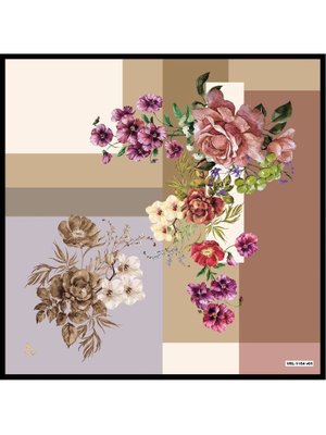 Antrasit Çiçekli Desen Black Seri Twill Eşarp Askısı İle Birlikte 90x90 Cm Siyah Gold