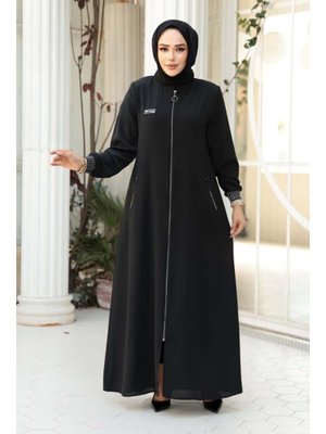 Fermuarlı Siyah Ferace 26371s
