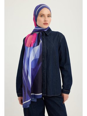 70x190 Cm Işıklı Çiçekler Mor Vierra Desenli Viskon Şal 70x190 Cm Işıklı Çiçekler Mor Vierra Desenli Viskon Şal