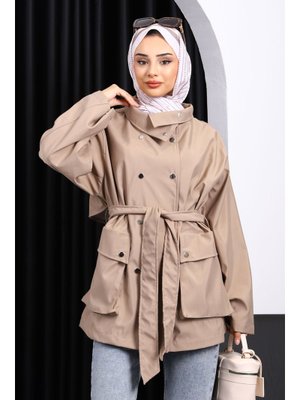 Vizon Oversize Cepli Bondit Ceket Vizon Oversize Cepli Bondit Ceket