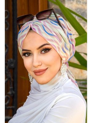 Soft Renkler Geometrik Desen Tül Tokalı Bone