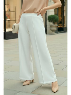 Beyaz Likralı Scuba Pantolon