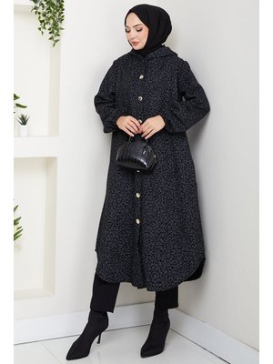 Antrasit Dilra Kapüşonlu Kaşe Kap