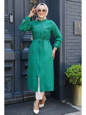 Düğmeli Yeşil Tunik 645y