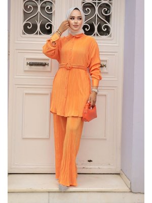 Pileli Turuncu İkili Takım 100044t Pileli Turuncu İkili Takım 100044t