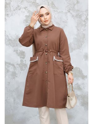 Düğmeli Kahverengi Kap 91781kh