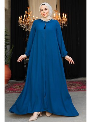 Fermuarlı İndigo Mavisi Ferace 26301ım