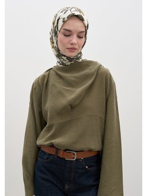 Bej Gısele Desen Pamuklu Viskon Eşarp