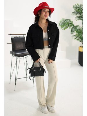 Krem Şerit Detaylı Spor Pantolon