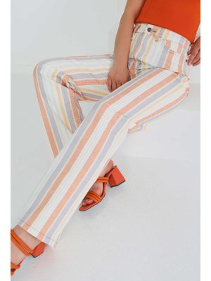 Renkli Çizgili Palazzo Pantolon
