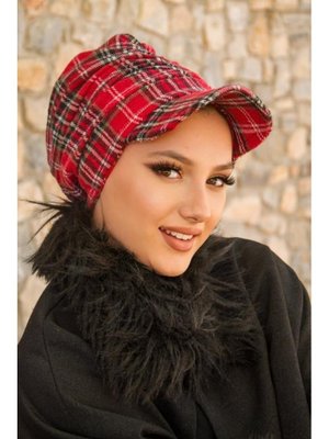 Kırmızı Ekose Desen Şapka Kırmızı Ekose Desen Şapka