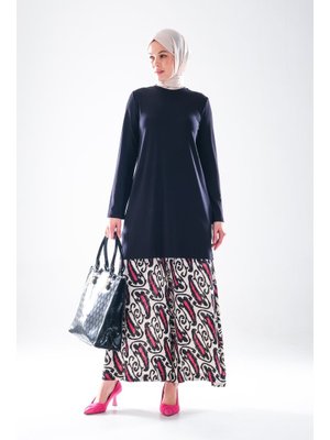 2272_ Etnik Desenli Cepli Pamuk Dokuma – Rahat Kesim Uzun Etek Pantolon