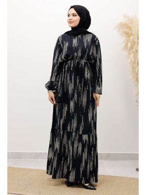 Siyah Pötikare Desenli Viskon Elbise Siyah Pötikare Desenli Viskon Elbise