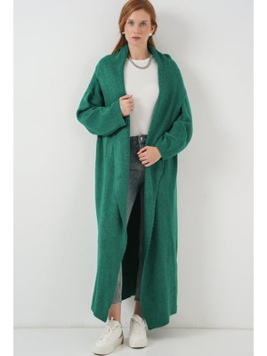 Zümrüt Yeşili Uzun Oversize Triko Hırka Zümrüt Yeşili Uzun Oversize Triko Hırka