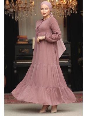 Kat Piliseli Gül Kurusu Elbise 22051gk Kat Piliseli Gül Kurusu Elbise 22051gk