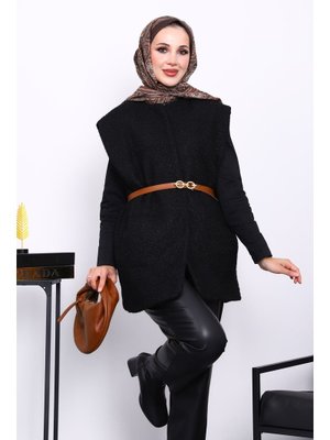 Siyah Buklet Astarlı Yelek