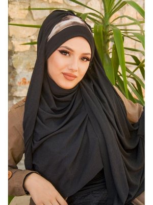 Siyah Batik Desen Bone Hazır Şal
