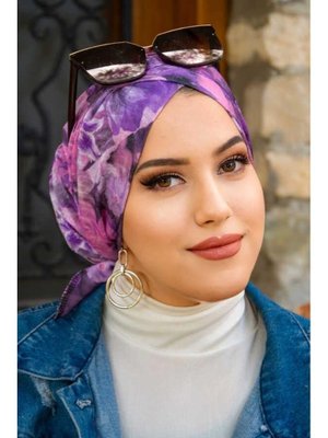 Gri Etnik Desenli Çapraz Bantlı Bone