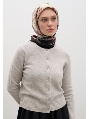 Siyah Marıelle Desen Pamuklu Viskon Eşarp