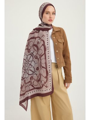 70x190 Cm Süvarinin Arması Vizon Vierra Desenli Viskon Şal