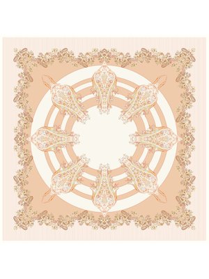 Somon Desenli İtalyan Şifon Eşarp Askısı İle Birlikte 110x110 Cm