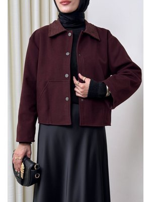 Bordo Kanguru Cepli Ceket