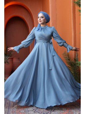 Bağlama Detaylı İndigo Mavisi 48051ım