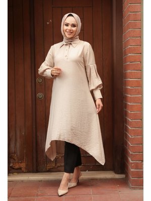 Asimetrik Detaylı Bej Tunik 615bej Asimetrik Detaylı Bej Tunik 615bej