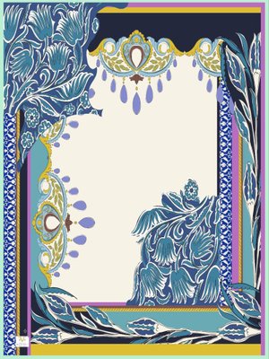 Turkuaz Desenli İtalyan Şifon Eşarp Askısı İle Birlikte 110x110 Cm