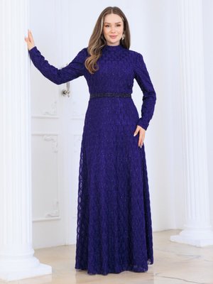 Mor Lina Tesettür Abiye Elbise