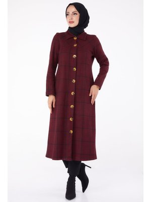 Bordo Düğmelı Kap