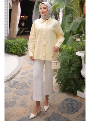 Sarı Taşlı Gabardin Gömlek Sarı Taşlı Gabardin Gömlek