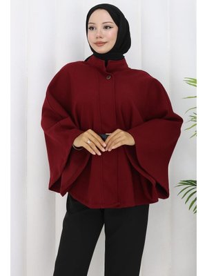 Bordo Kemerli Kaşe Panço Bordo Kemerli Kaşe Panço
